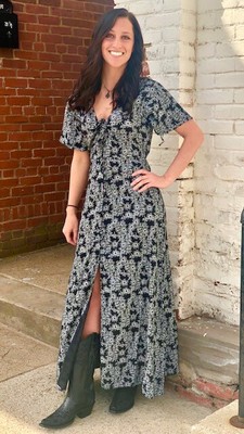 black and white floral maxi dress