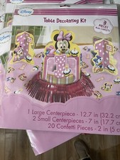 Kit de decoración de mesa centro de mesa Minnie Mouse suministros de fiesta de cumpleaños bebé niña