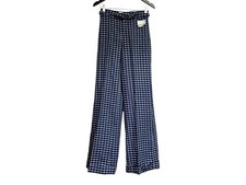 Vintage 70s Bell Bottoms H.I.S. For Her Grid Blue White Flared Talon Zipper NWT