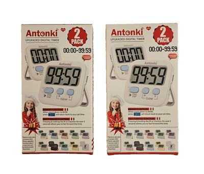 Timer for Kids Kitchen Classic White Lot of 2 (Pack of 2, Upgraded Version)