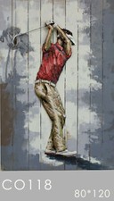 Home Decoration wood painting new Golfer Sports 3d metal wall art Decor Han SALE