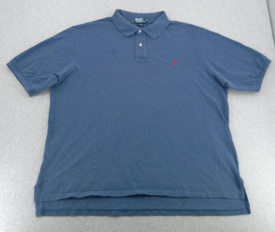 Polo Ralph Lauren Shirt Men's 3XLT Tall Blue Cotton Pique Rugby Pony Classic