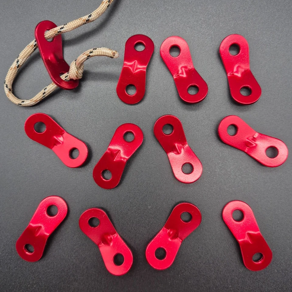 URSUZ 12x Alu Zweilochspanner Schnurspanner Zeltspanner Zeltleine Leinenspanner 6mm