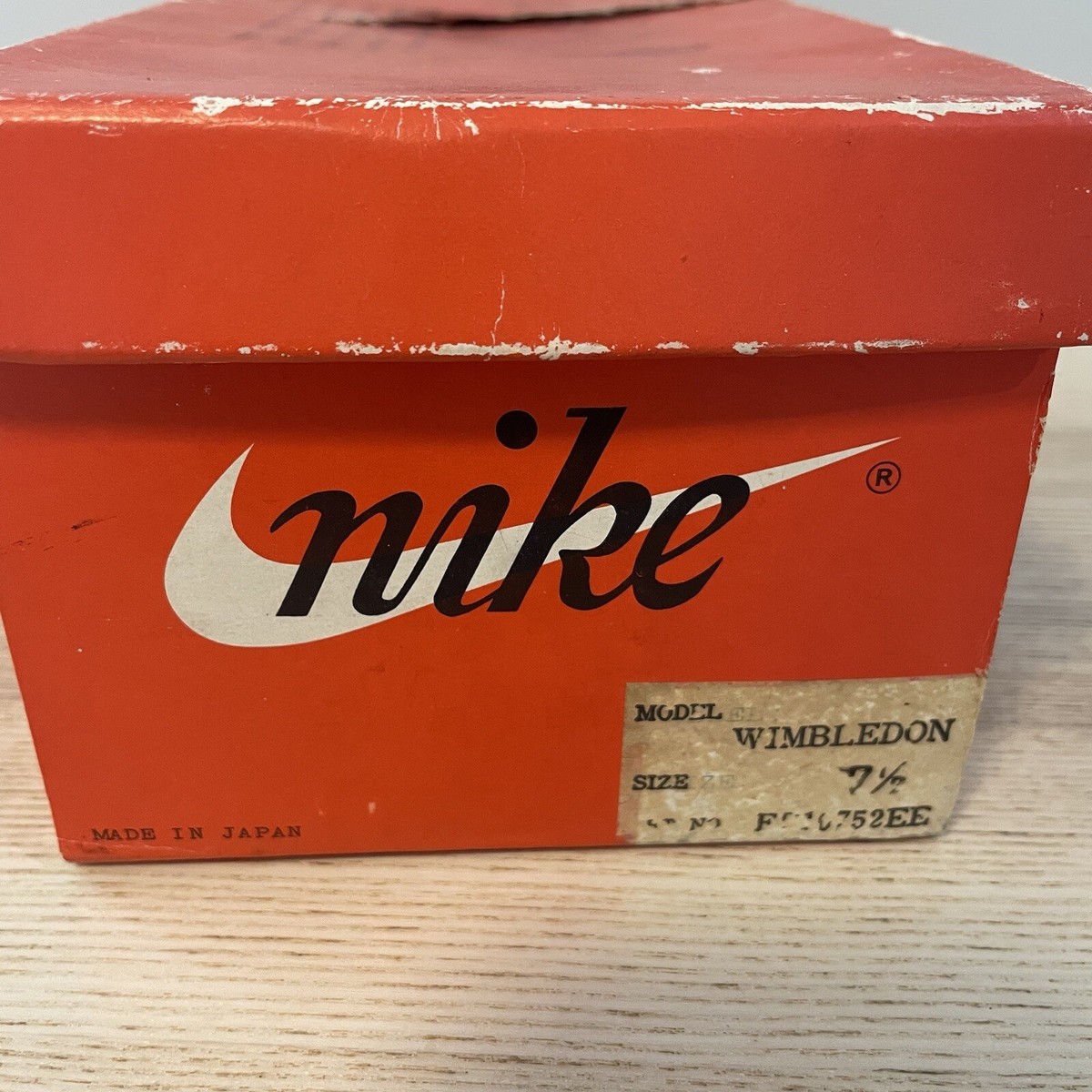 Vintage 1970s NIKE Model Wimbledon Shoe Box Only Size 7.5 Made In