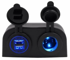 Marine 12V Dual Car-Boat-ATV Cigarette Lighter Socket Splitter USB Charger 