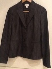ANN TAYLOR LOFT Womens 4 Gray Silver Pinstripe Long Sleeve Suit Blazer Jacket
