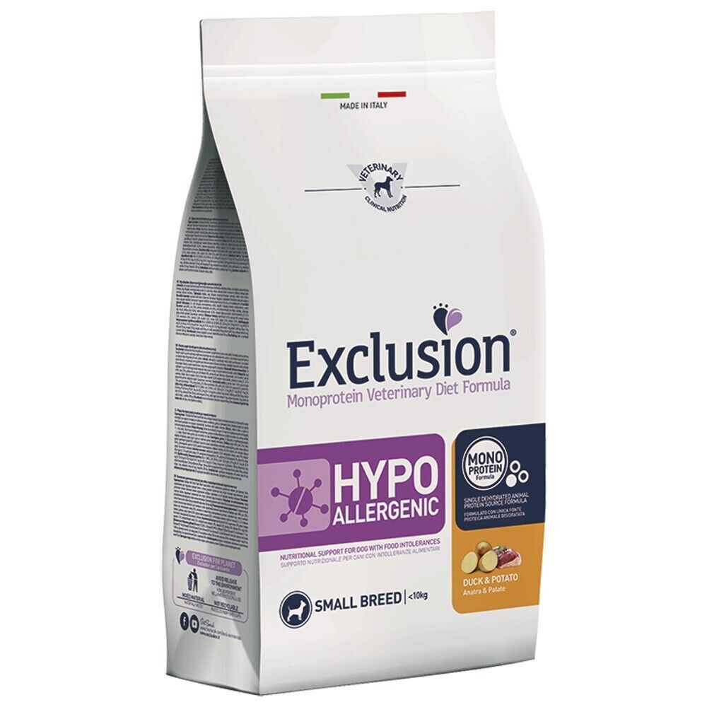 Cibo Ipoallergenico Exclusion Anatra e Patate per Cani Small 2kg