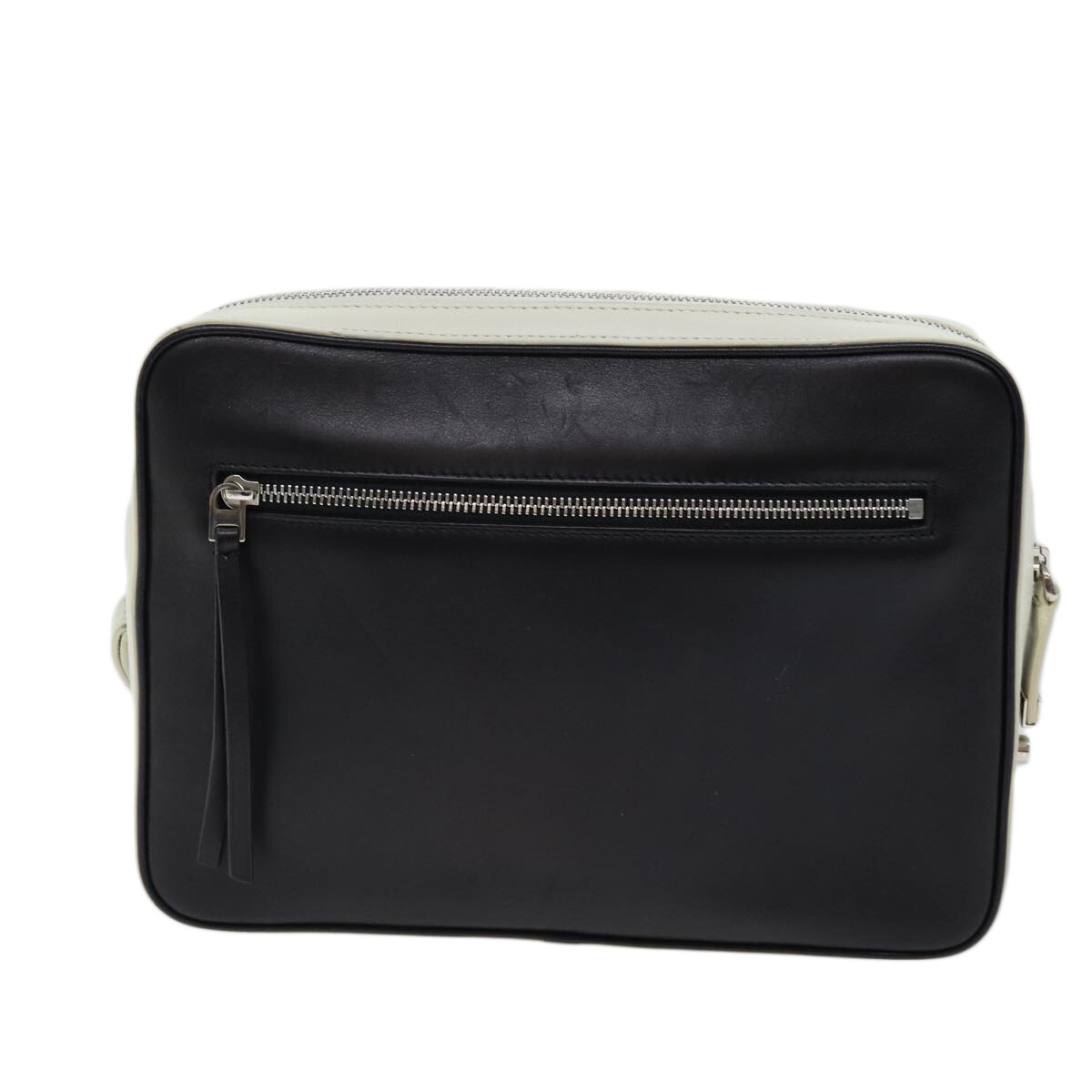 CELINE Clutch Bag Leather Black White Auth 72088 | eBay