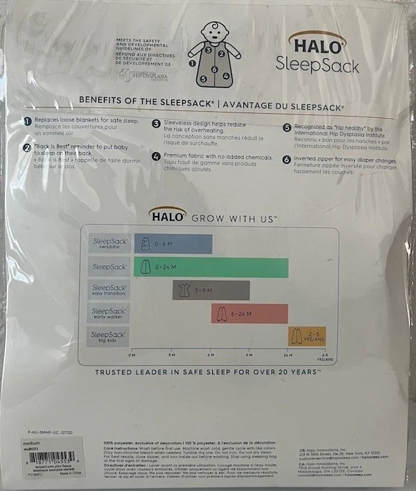 Manta portátil Halo Baby saco de dormir rosa leopardo polar talla 6-12 meses nueva Foto 4 de 4