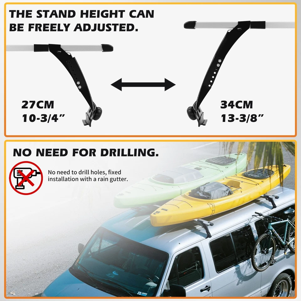 63" Roof Rack Crossbars Cargo Carrier Rain Gutter For Mini Cooper S R55 Clubman - Image 3 of 4