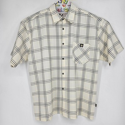 Lowrider Shirt Mens 3XL White Plaid Cholo Chicano Casual Button Up Short Sleeve