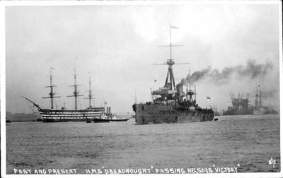 British Royal Navy Battleship Hms Dreadnought Shipping Naval Old Photo
