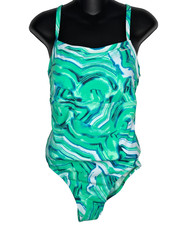  88 NIKE Green Swimsuit Large Athletic Racerback One Piece Padded Bathing Suit