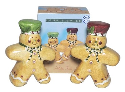 Laurie Gates Salt & Pepper Ginger Bread Man Shakers Set Original Hand Painted