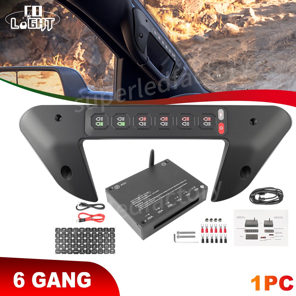 Grab Handle RGB Auxiliary 6 Gang Switch Panel Relay System For