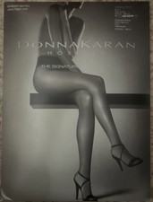 Donna Karan Black Sheer Satin Ultra High Cut Hosiery Signature Collection Petite