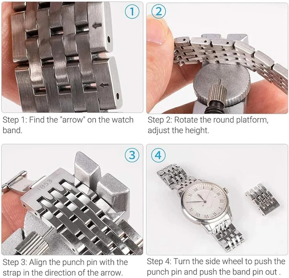 Metal Adjustable Watch Band Strap Bracelet Link Pin Remover Repair Tool Kit US - Image 4 of 4