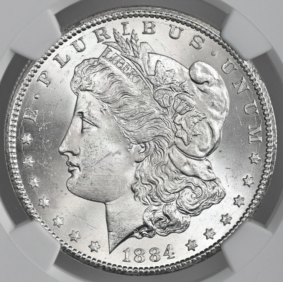 Dólar de plata Morgan 1884-CC $1 "CARSON CITY MINT" NGC MS63 #8672755-010 Foto 2 de 4
