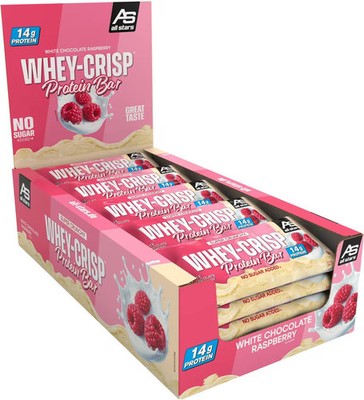 All Stars Whey-Crisp Protein Riegel, 25 x 50 g Riegel, White Chocolate Raspberry