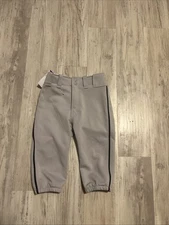 Mizuno Youth Baseball Pants Medium Gray With Blue Piping Short Pant