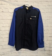 Carhartt Force Ridgefield United Airlines Two Toned Blue Mens XL T Work Shirt