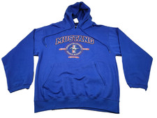 Ford Mustang Hoodie Sweatshirt Mens Medium Blue Muscle Car University NEW NWT