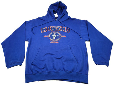 Ford Mustang Hoodie Sweatshirt Mens Medium Blue Muscle Car University NEW NWT