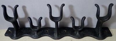 Antique Heavy Cast Iron Split Hook Wall Rack Holder Tack Whip Cane Golf Club 16''