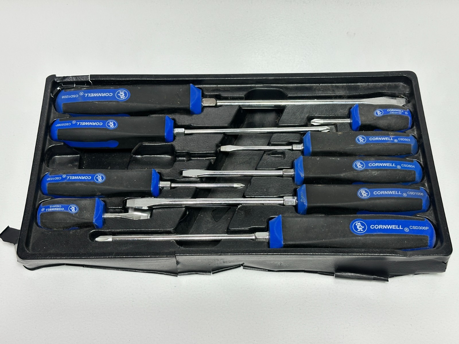 Cornwell Tools 9pc Blue Soft SQUARE Grip Screwdriver Phillips & Flathead Set