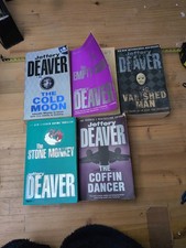 5x Jeffrey Deaver Crime Thriller Book The Stone Monkey Coffin Dancer Empty Chair