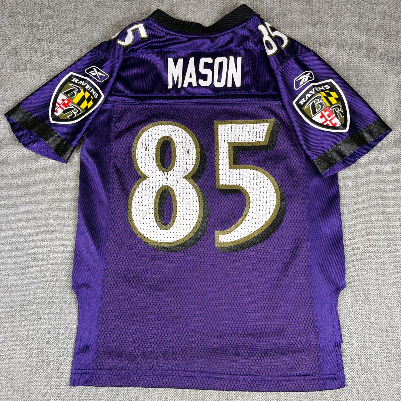 Vintage baltimore ravens nfl derrick mason #85 reebok jersey size youth s