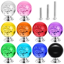 10 PCS Colorful Cabinet Knobs Round Glass Bubbles Knobs 30mm Smooth Drawer Pu...