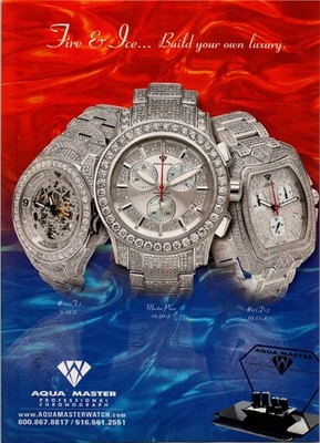 2005   Aqua Master Bling diamond watch  print ad   2000s Hip Hop DA-27