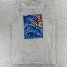 T&C Surf Designs Tank Top Mens XL White Wave Graphic Hawaii Yin Yang Surf Japan