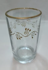 Juice Tumbler  Clear Glass Libby Federal Glass MCM Vintage Gold Rim