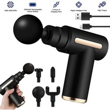 Deep Tissue Percussion Massage Gun w/4 Heads Powerful Muscle Vibration Relaxing