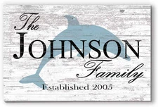 Custom Beach House Sign – Dolphin Design with Family Name & Established Year | P