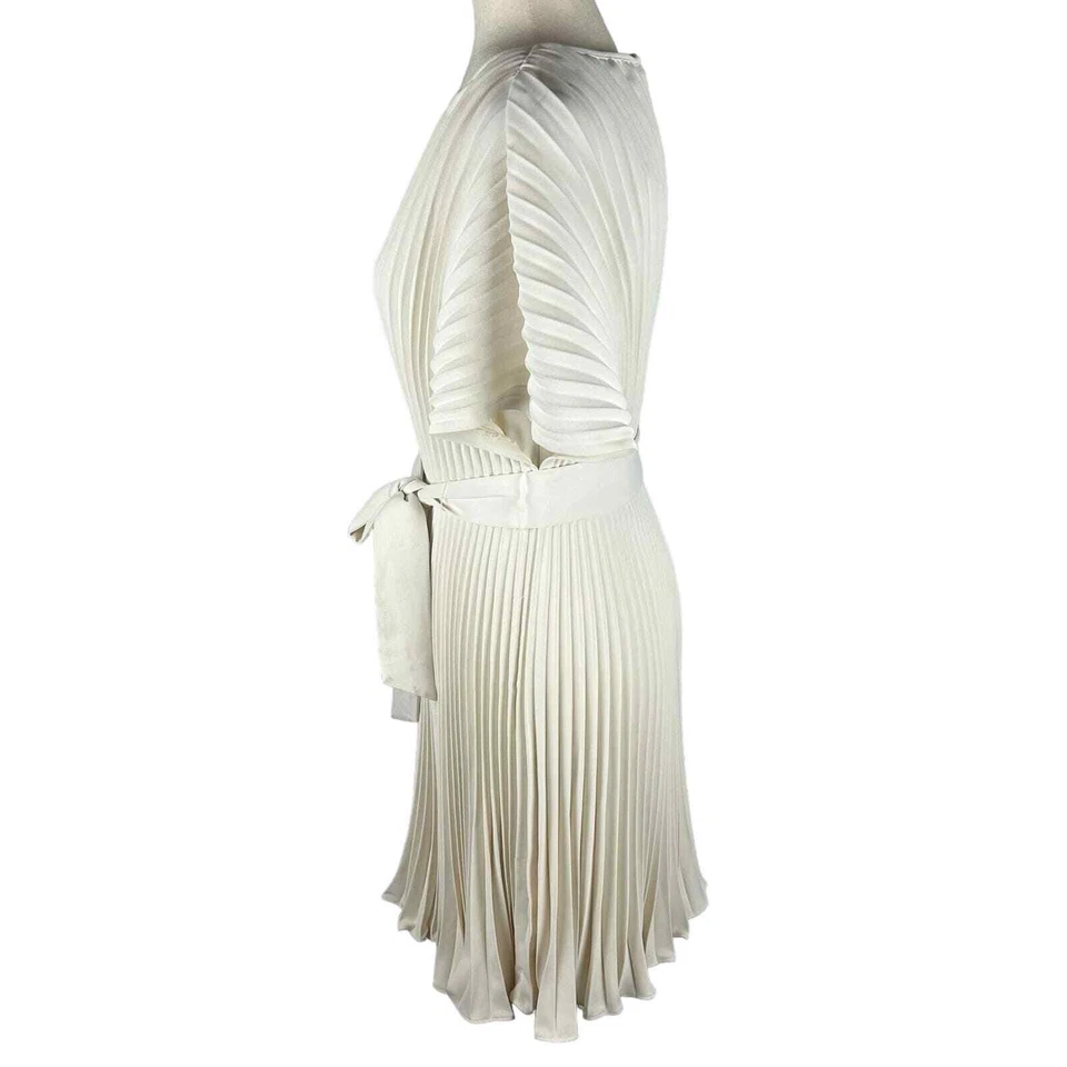 DKNY SUNBURST PLEATED FIT & FLARE MINI DRESS IN CREAM NWT WOMEN'S SIZE 4 - Image 4 of 4