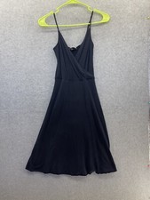 Express Women's Dress Solid Navy Blue Surplice Sleeveless Midi Size XS