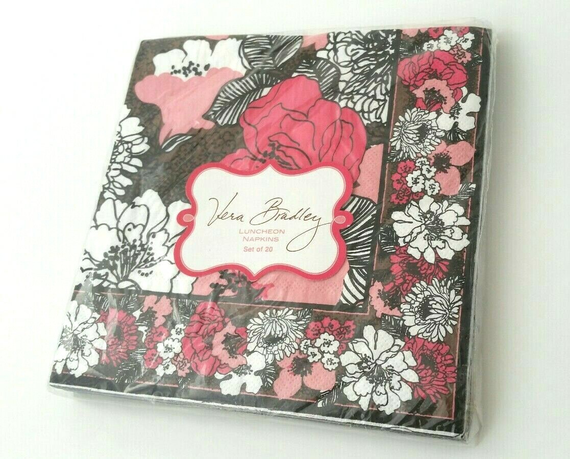 NEW 20 FANCY PAPER LUNCHEON NAPKINS BY VERA BRADLEY MOCHA ROUGE eBay