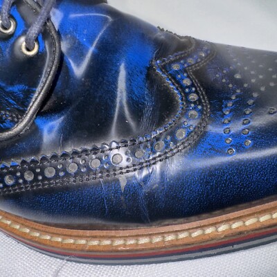 Jared Lang Wingtip Leather Royal Blue Oxford Dress Lace Up 