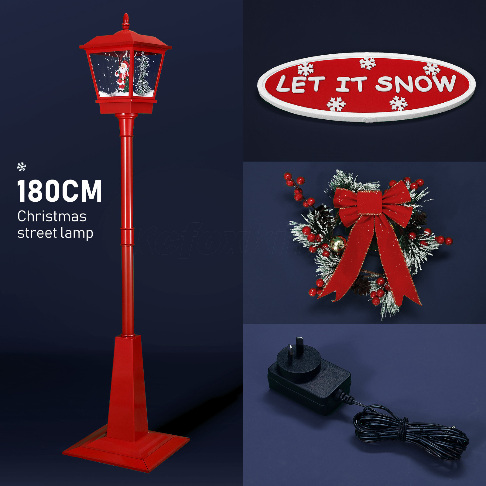 Garden Christmas Street Lamp Musical Lantern LED Lights Snowing Xmas
