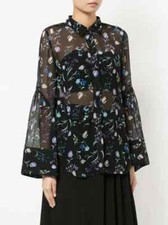 3.1 PHILLIP LIM Floral Embroidered Sheer Silk Shirt Blouse Top Size 2 MSRP 446