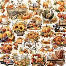 10pcs Fall Thanksgiving Stickers- Scrapbook, Journal, DIY Crafts & Card Making