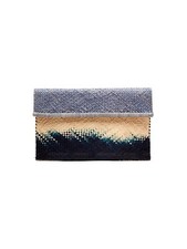 Mar Y Sol Natural/dove/navy Ariel Woven Ombre Large Raffia Clutch Euc One Size