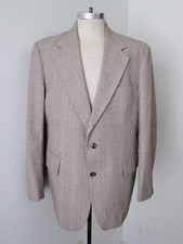 VGC Vtg 70s SUPERFLY Brown Blue Check Poly Knit Disco Pimp Blazer Jacket 46