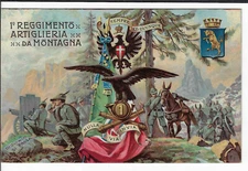 WWI Italian Art Military Postcard 1o Reggimento Artiglieria Da Montagna RARE