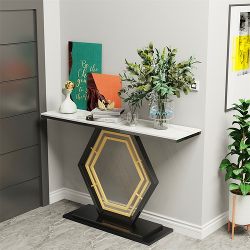 Light Luxury Marble Console Entrance Table Modern Hallway Table Originality Legs - Picture 3 of 18