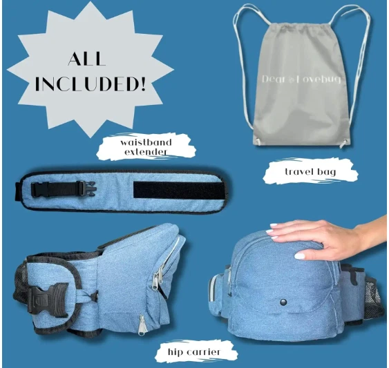 Portabebés y Niño Pequeño con Asiento de Cadera y Hebilla de Seguridad, Ajustable 8-40lbs Foto 2 de 4