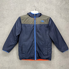The North Face Jacket Boys L 14 16 Reversible Blue Puffer Fleece Coat Hooded